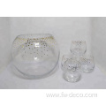 glass punch bowl set with cups and ladle